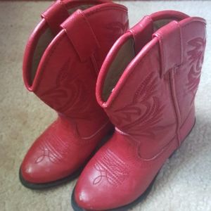 red dress with cowgirl boots